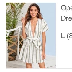 SOLD Open back plunging neckline tie dress